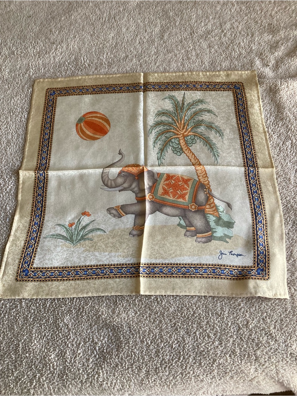 Jim Thompson Elephant Silk Scarf